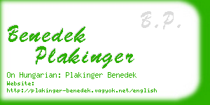 benedek plakinger business card